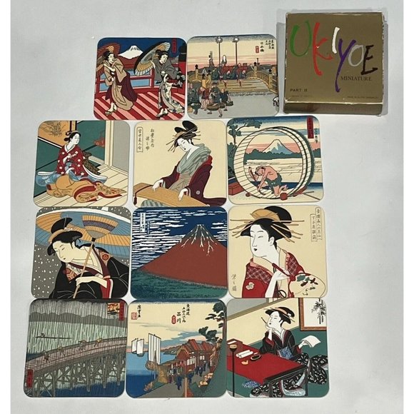 Vintage Ukiyoe Miniature Print Cards Part 2 Made In Japan 11 Cards Shinwa Co - Picture 1 of 16